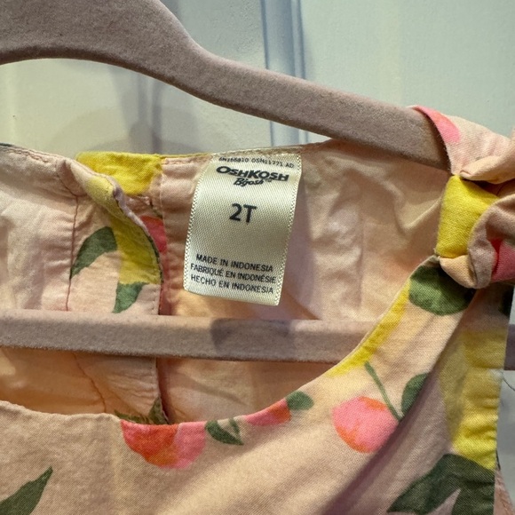 Oshkosh B’Gosh 2T Girls Pink and Yellow Lemon Short Sleeve Sun Dress - Picture 3 of 4